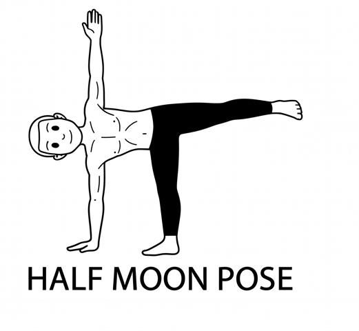 Visual sketch of Half Moon Pose (Ardha Chandrasana)